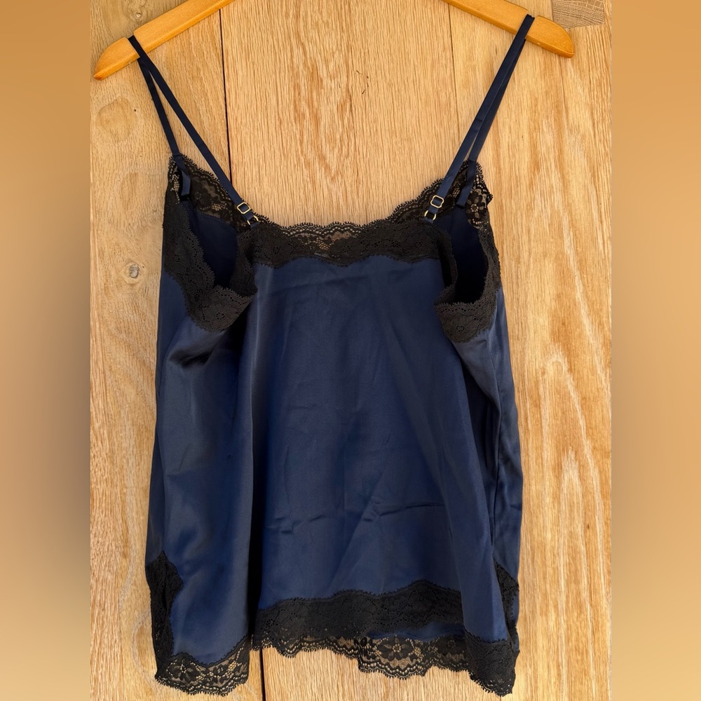 VANNINA VESPERINI Paris Midnight Blue Camisole with Black Lace. - Picture 5 of 5